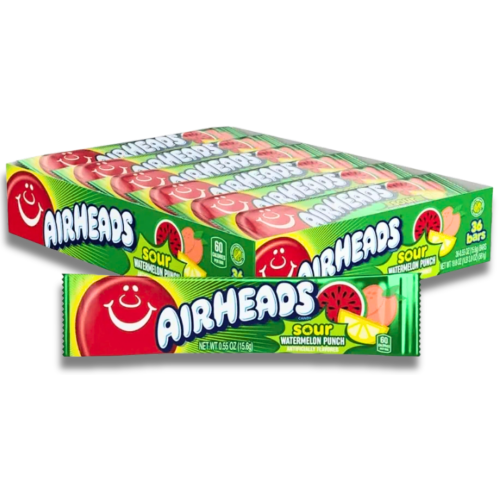 Airheads Sour Watermelon Punch Flavour Chew Bars 36 x15.6g