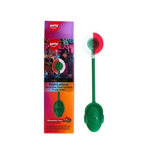 Amos Tasty Sounds Pop Watermelon K-Pop Audio Lollipop 12x12g