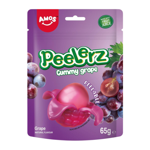 Amos Peelerz Gummy Grape Peg Bag 12x65g
