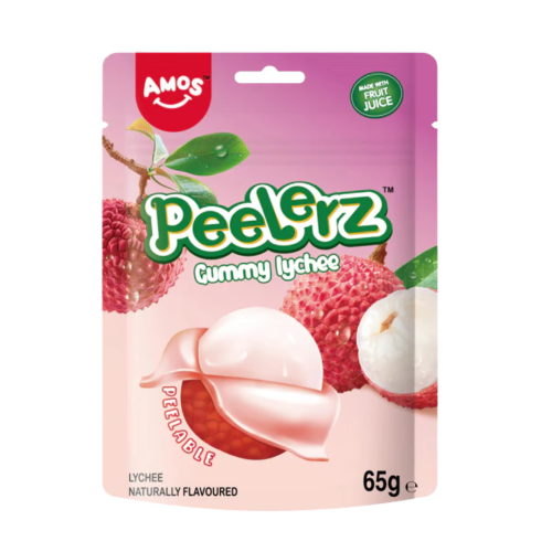 Amos Peelerz Gummy Lychee Peg Bag 12x65g