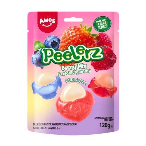Amos Peelerz Gummy Berry Mix Bag 12x120g