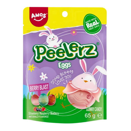 Amos Peelerz Gummy Eggs Peg Bag 12x65g
