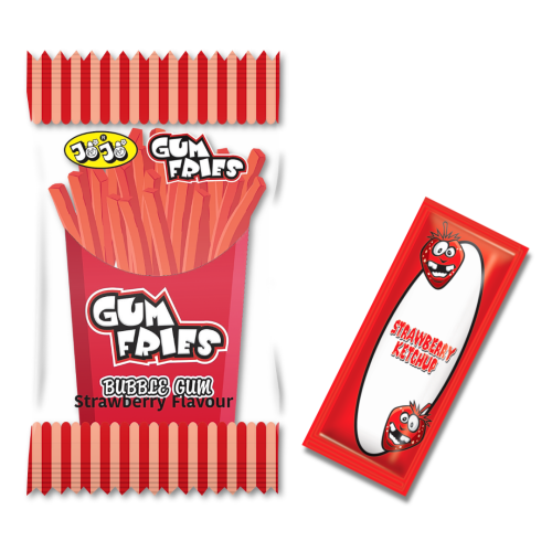 American Continental Bubblegum Fries Strawberry with Candy Ketchup 24x30g