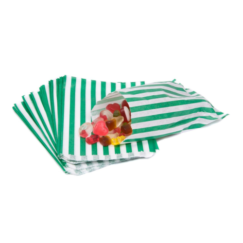 Green Candy Stripe Bags 5 X 7 Inch 1000 Pieces