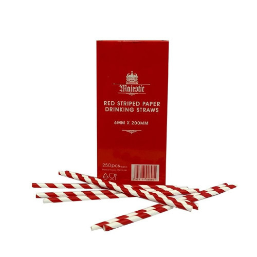 Majestic Red Striped Drinking Straws 250 Pieces