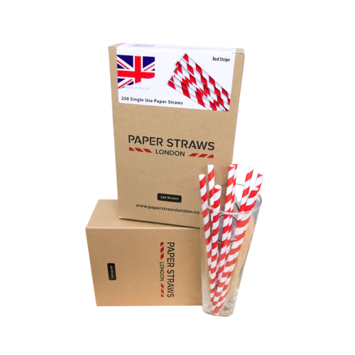 Red and White Paper Drinking Straws 250 Piece