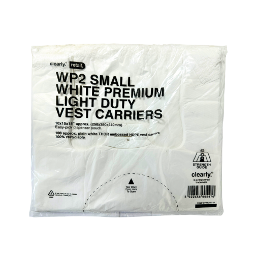 White Premium Light Duty Carriers 10x15x18 100Count