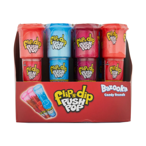 DISCONTINED Bazooka Flip n Dip Push Pops 12 Count