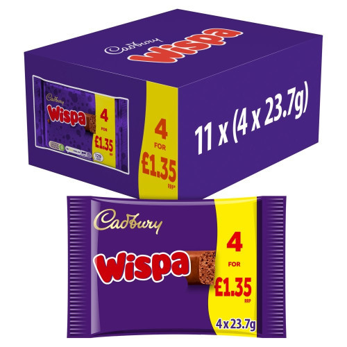 Cadburys Wispa 4 for Ã‚Â£1 PMP 11x4x23.7g