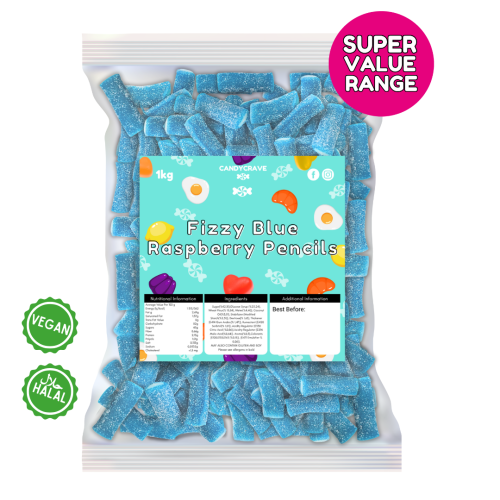 Fizzy Blue Raspberry Pencils 1kg