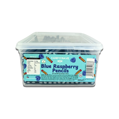 Candycrave Blue Raspberry Pencils Tub 100 Count