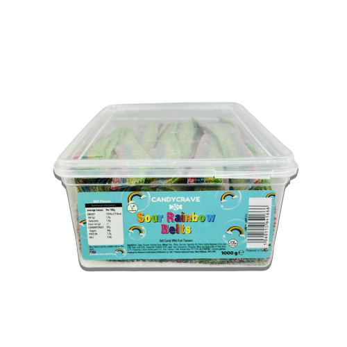 Candycrave Sour Rainbow Belts Tub 100 Count