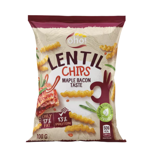 Oho! Lentil Chips Maple Bacon 23x100g