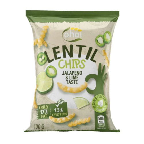 Oho! Lentil Chips Jalapeno & Lime 23x100g