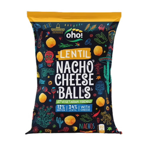 Oho! Lentil Chips Cheese Balls 23x100g