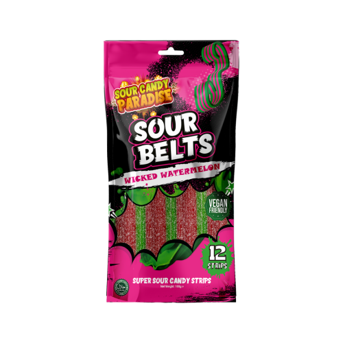 Candy Paradise Sour Belts Wicked Watermelon 12x100g