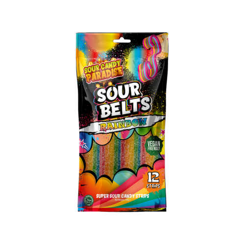 Candy Paradise Sour Belts Rainbow 12x100g