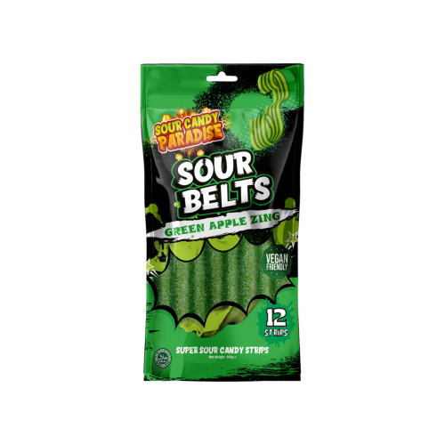 Candy Paradise Sour Belts Green Apple 12x100g