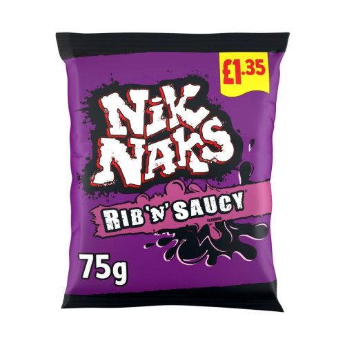 Nik Naks Rib N Saucy Crisps &Acirc;&pound;1.35 PMP 20x75g