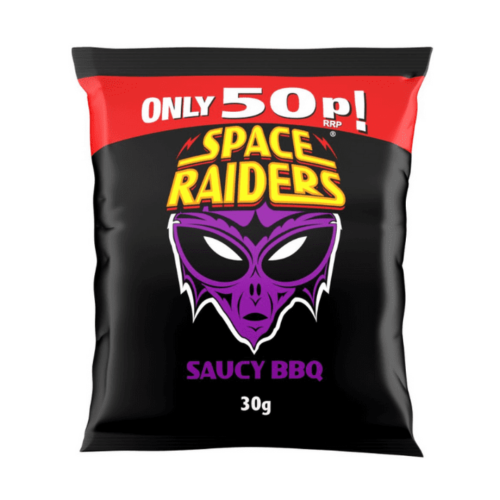 Space Raiders Saucy BBQ Flavour Crisps 50p PMP 36x30g