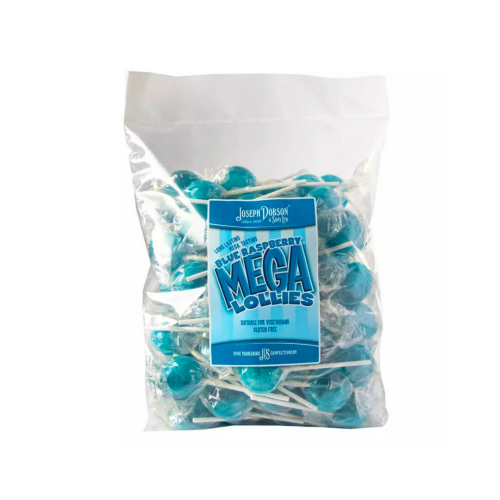 Joseph Dobson Wrapped Blue Raspberry Lollies 80 Count