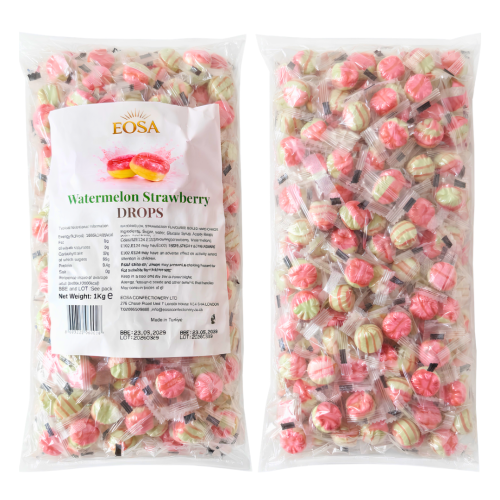 Hard Candy Strawberry and Watermelon Drops 1kg