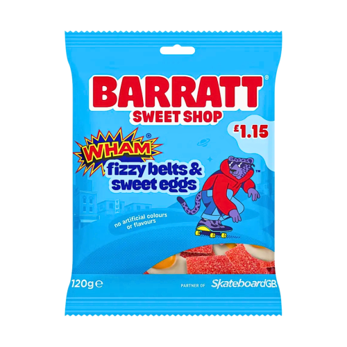 Barratt Wham Fizzy Belts & Sweet Eggs &Acirc;&pound;1.15 PMP 12x120g