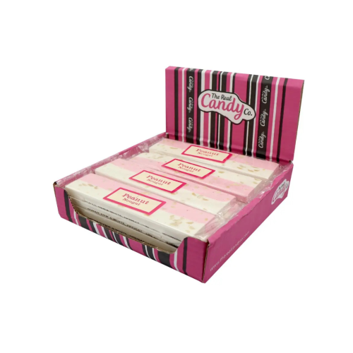 Pink and white nougat bars with nuts