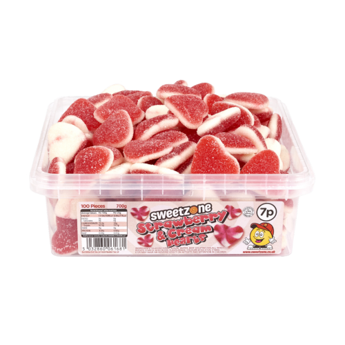 Sweetzone Fizzy Strawberry and Cream Hearts 700g Tub