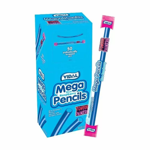 Vidal Mega Blue Raspberry Tongue Painter Pencils 50 Count