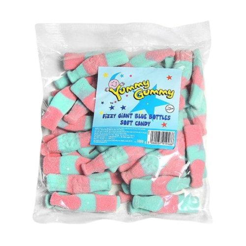 Yummy Gummy Giant Fizzy Blue Bottles 1kg 