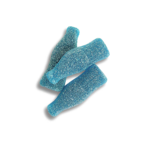 Yummy Gummy Giant Fizzy Blue Raspberry Bottles 1000g Tub