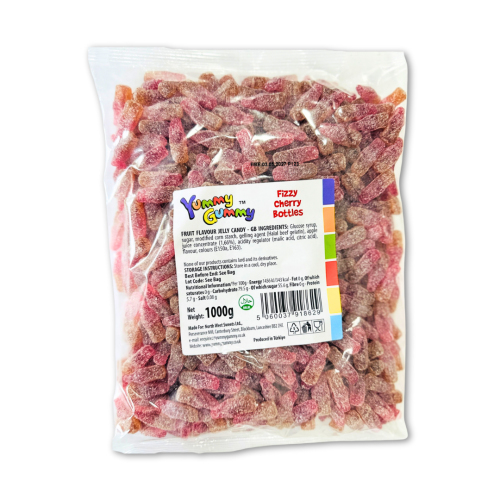 Yummy Gummy Fizzy Cherry Bottles 1kg