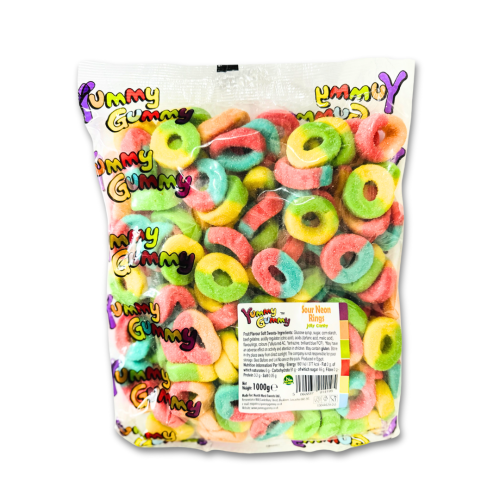 Yummy Gummy Sour Neon Rings 1kg