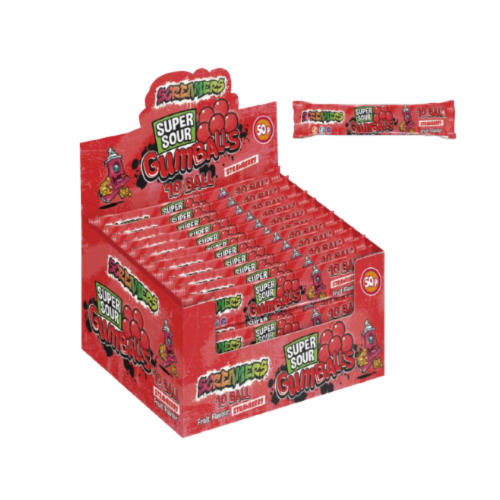 Zed Candy Screamers Strawberry 10 ball Gumball 24x50p