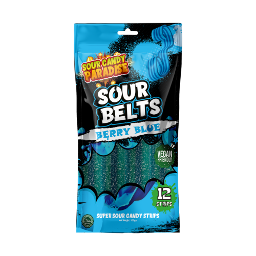 Candy Paradise Sour Belts Berry Blue 12x100g