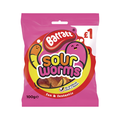 Barratt Sour Worms PMP £1 12x100g