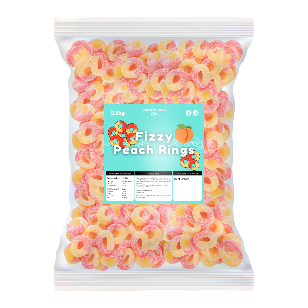 FIZZY PEACH RINGS (CANDYCRAVE) 2.5KG