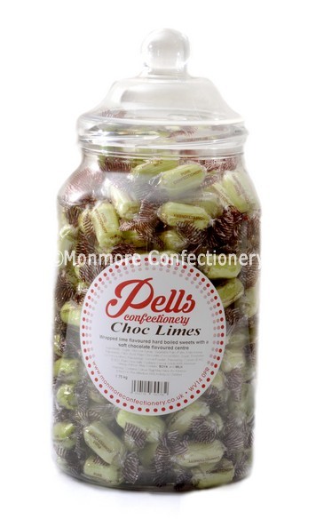 Traditional sweet jar containing choc limes