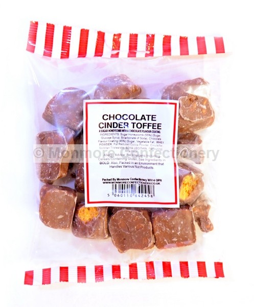 monmore confectionery chocolate flavoured cinder toffee 140g bag