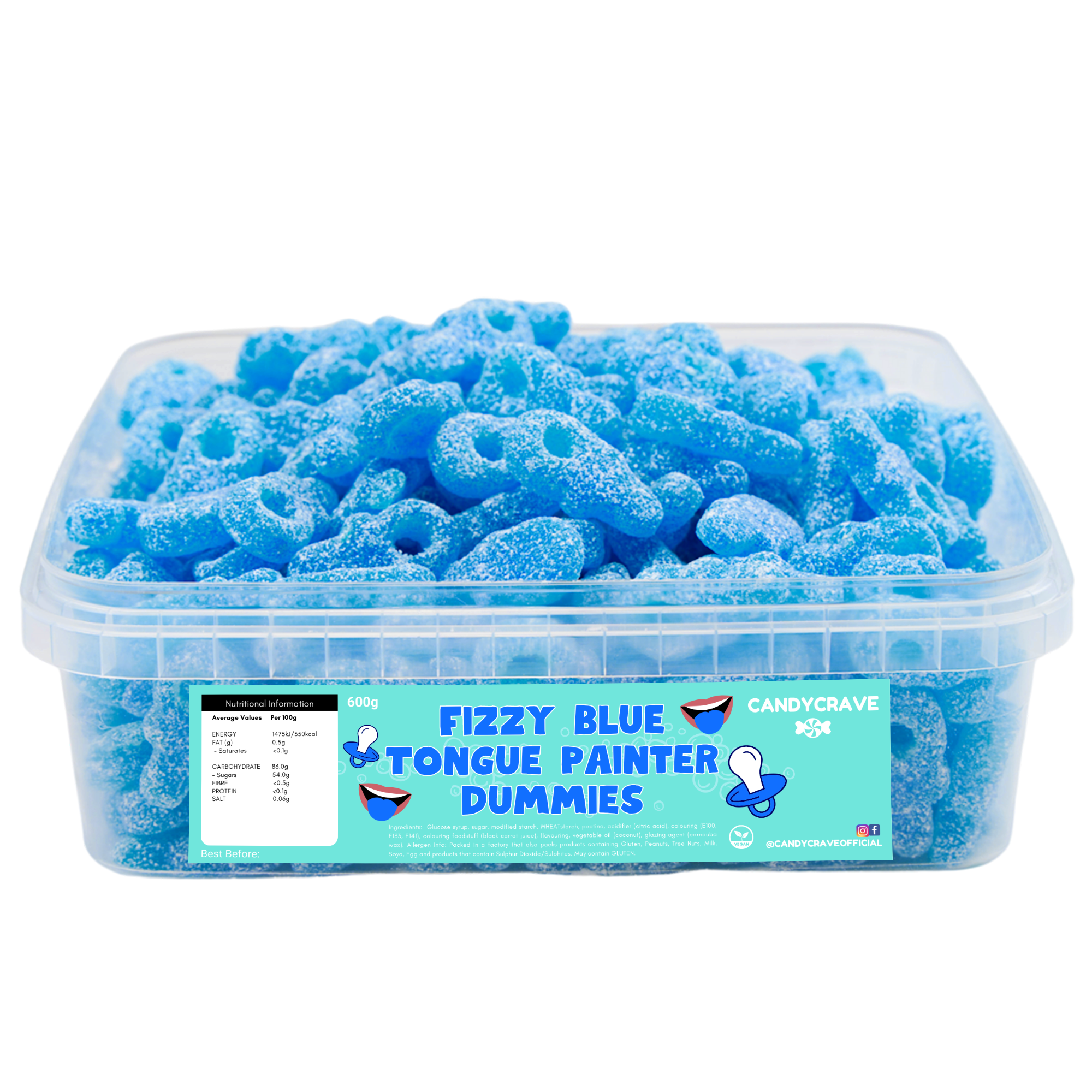 FIZZY BLUE TONGUE PAINTER DUMMIES (CANDYCRAVE) 600G