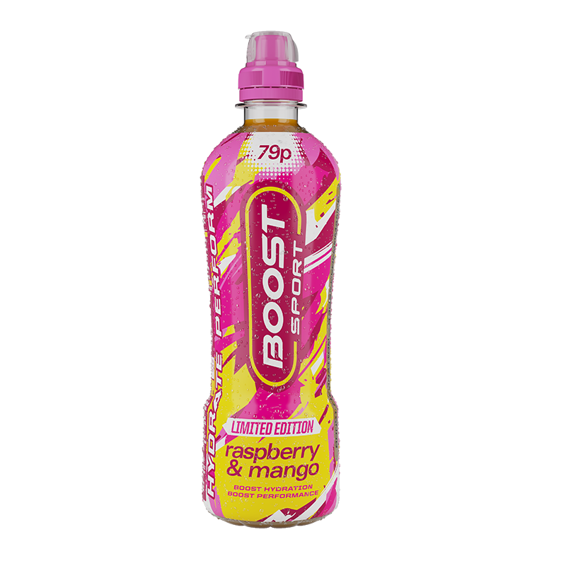 Boost Sport Raspberry Mango Bottle 79p PMP 12x500ml