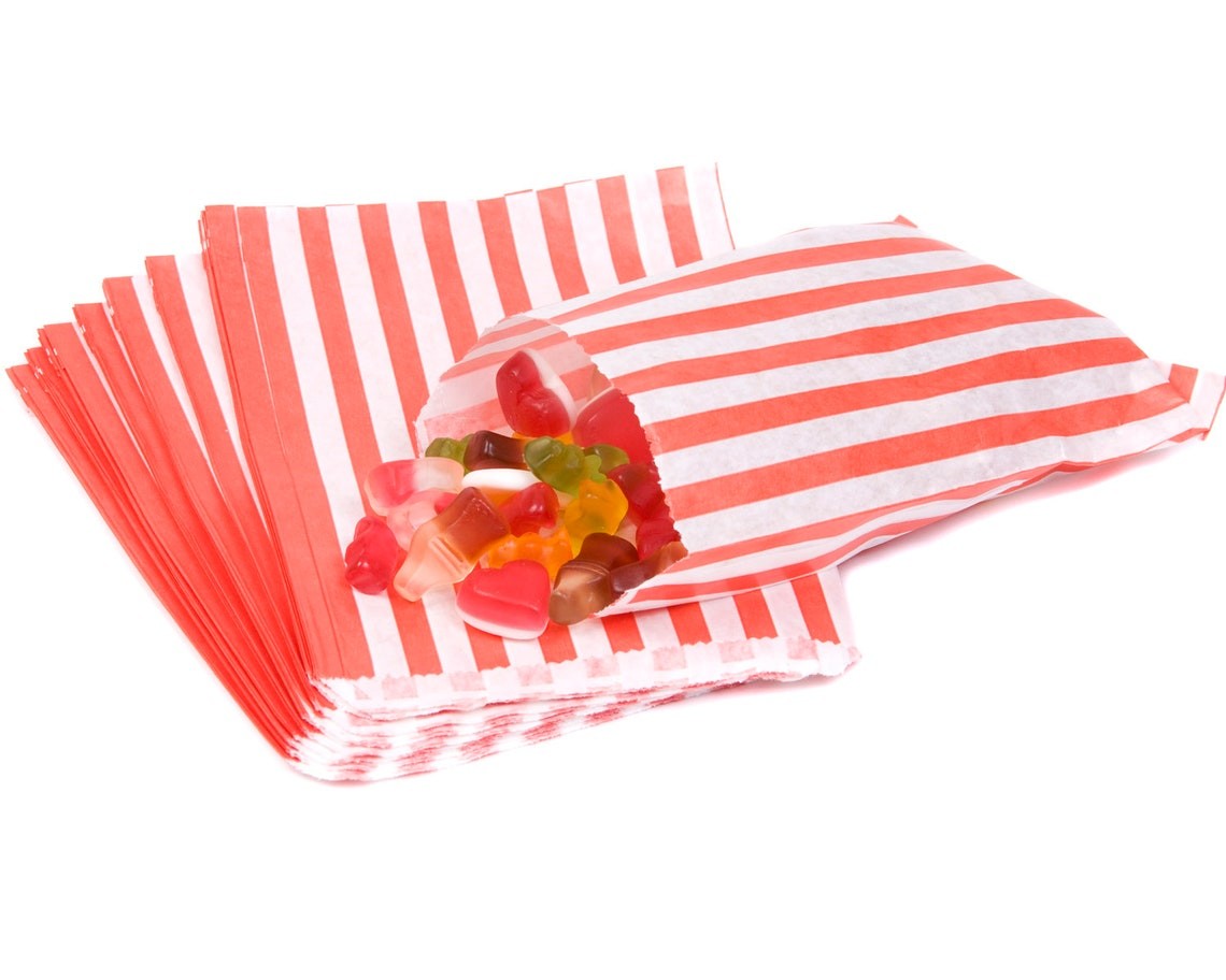 RED CANDY STRIPE BAGS 7 X 9 INCH 1000 COUNT