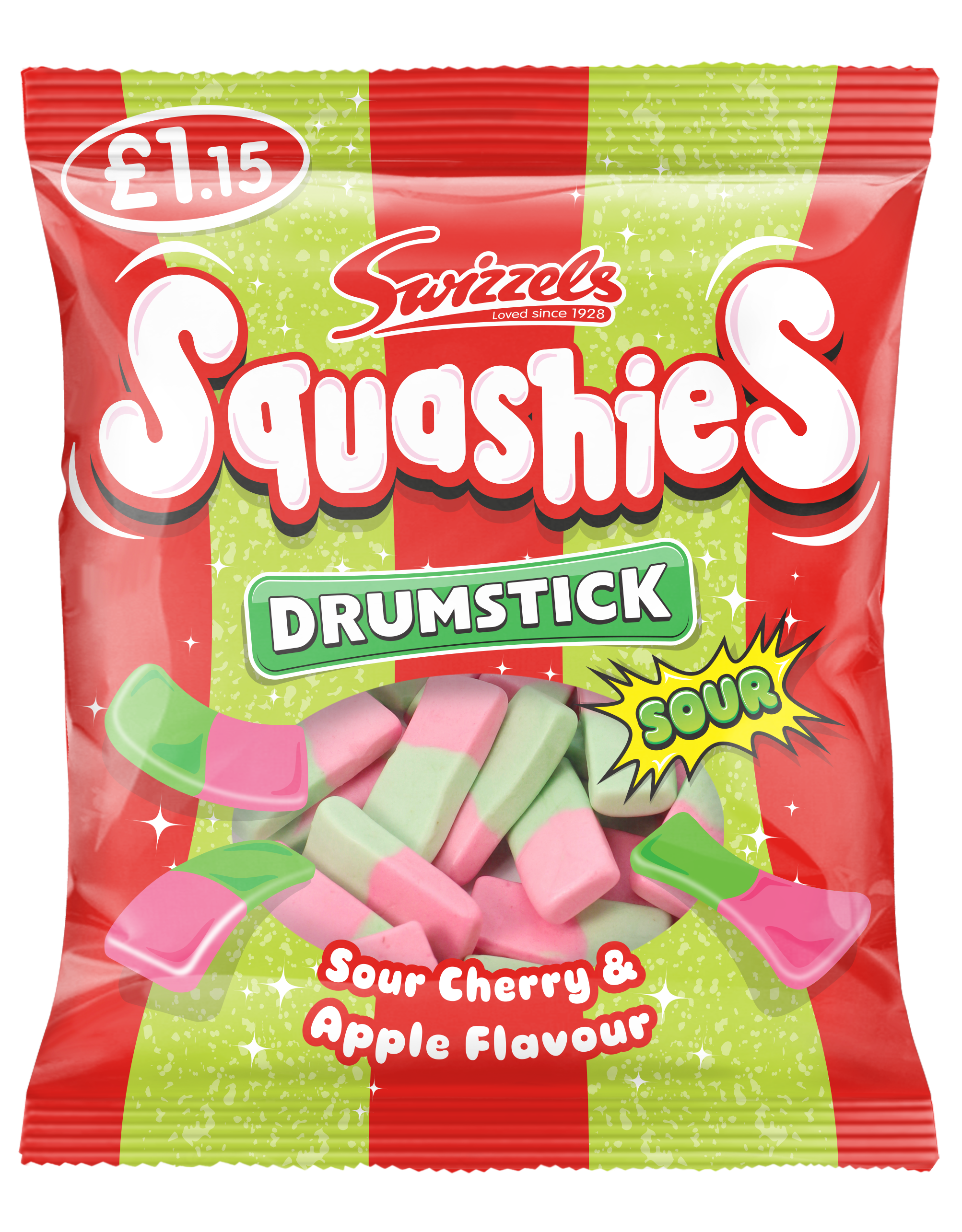 Swizzels Squashies Drumsticks Cherry & Apple PMP 12 x £1.15