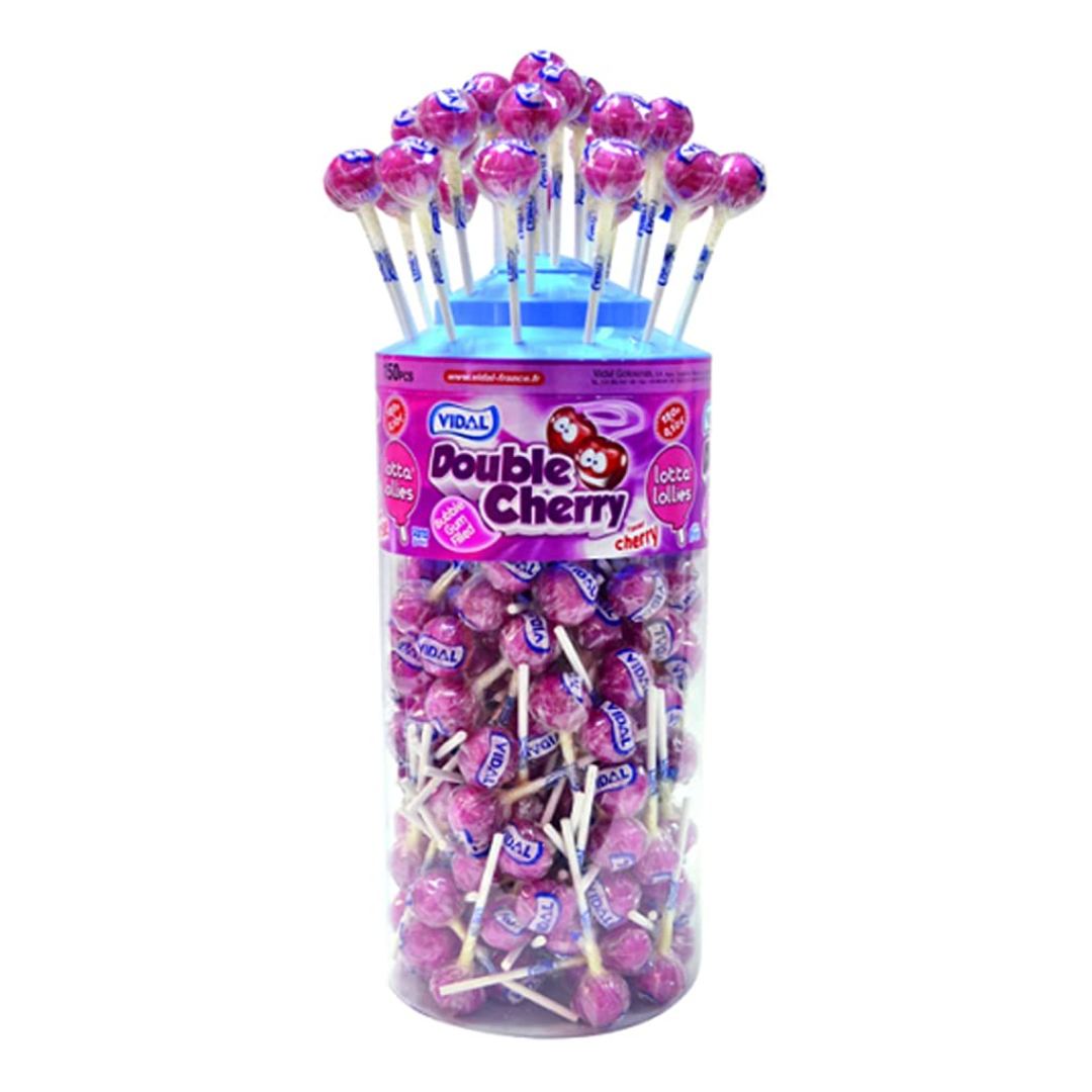 DOUBLE CHERRY LOLLY (VIDAL) 150 COUNT | Monmore Confectionery