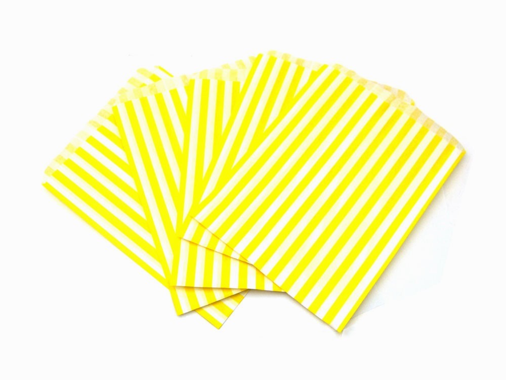 YELLOW CANDY STRIPE BAGS 5 X 7 INCH 1000 COUNT