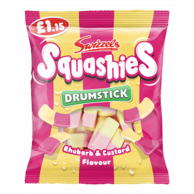 Swizzels Squashies Drumsticks Rhubarb & Custard £1.15 PMP 12x120g