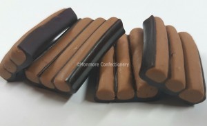 Chocolate striped liquorice