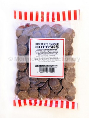 monmore confectionery chocolate flavour buttons 225g bag
