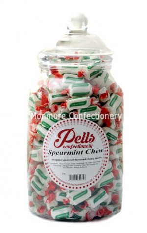 traditional sweet jar containing spearmint chews
